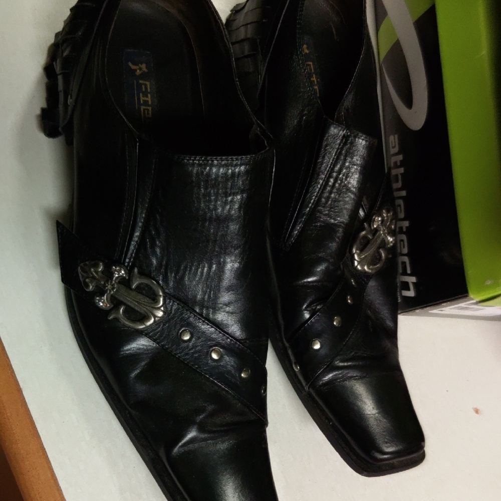 Black Leather Loafers with Metal Hardware